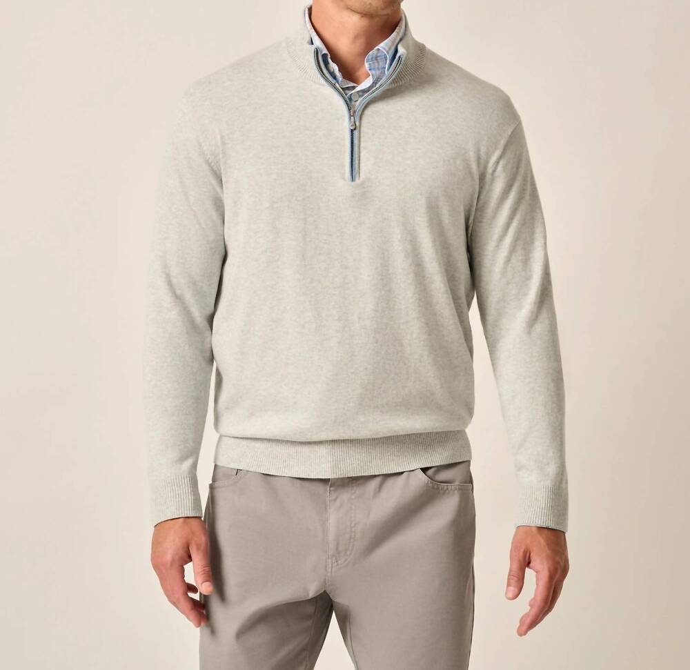 NEW JOHNNIE-O desmond quarter zip sweater in light gray